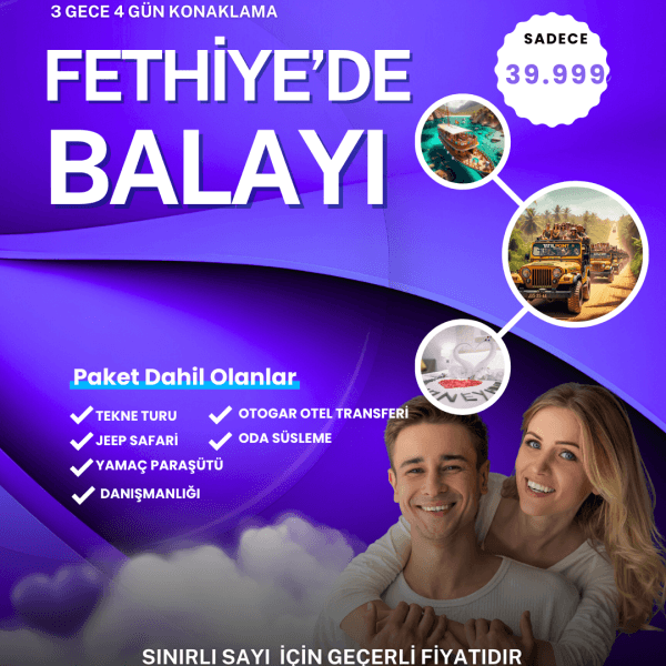 Fethiye Balayı Paketi 3 Gece 4 Gün 3 Aktivite Dahil